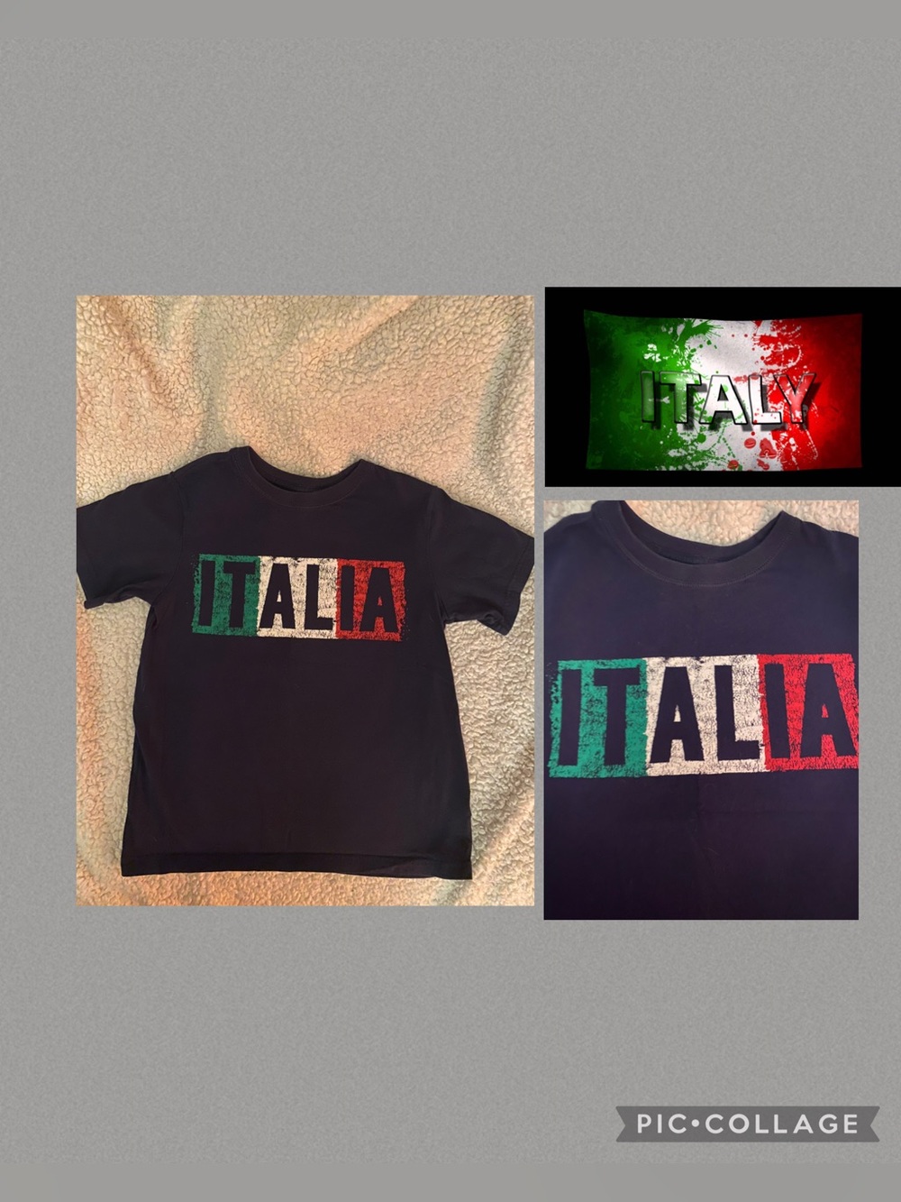 Boys 🇮🇹 Italia Graphic Short Sleeve T Shirt size M navy blue
